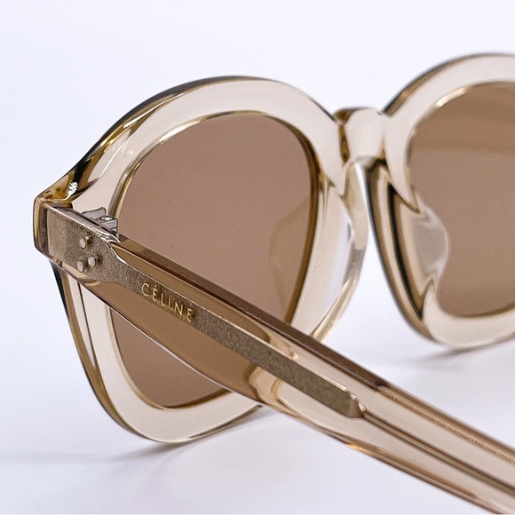 NEW CELINE SUNGLASSES CL40017F 57E BROWN CLEAR EYEWEAR CELINE - Picture 8 of 11